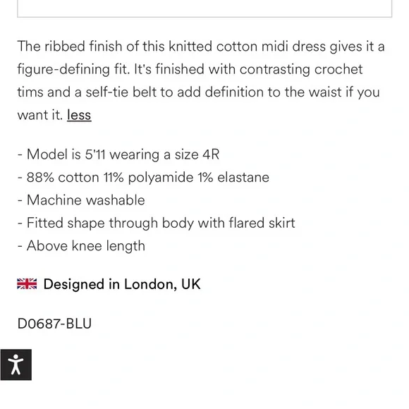 Boden NWT Crochet-Trim Knitted Ribbed Midi Dress M 8R - Picture 4 of 6